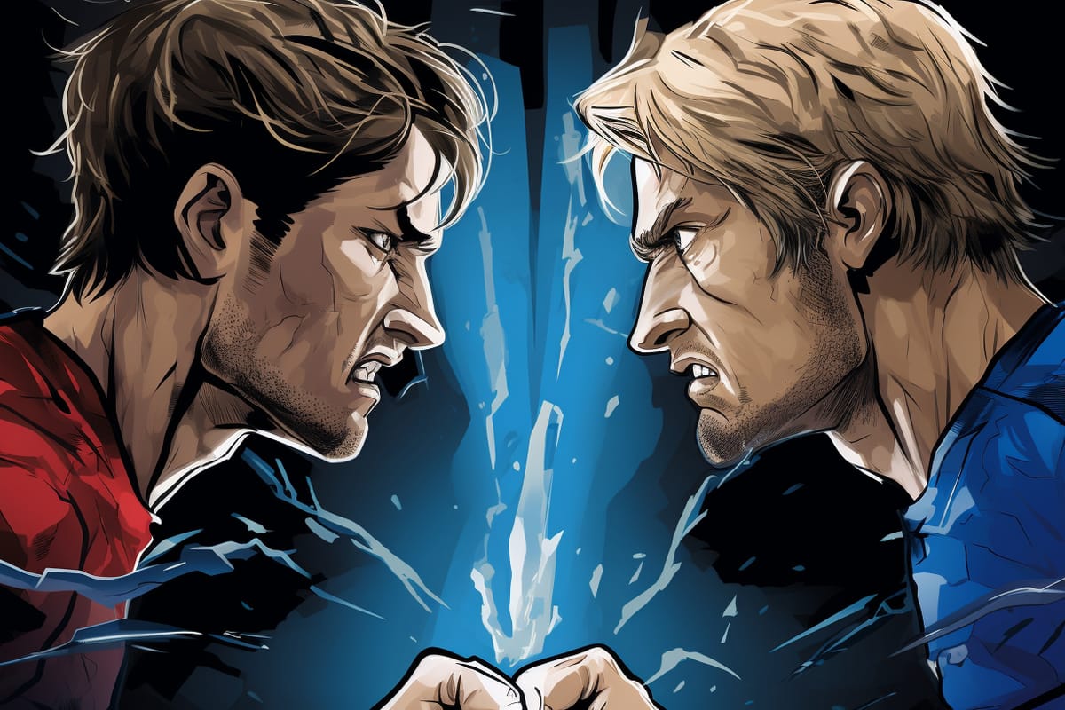 Two football players face to face