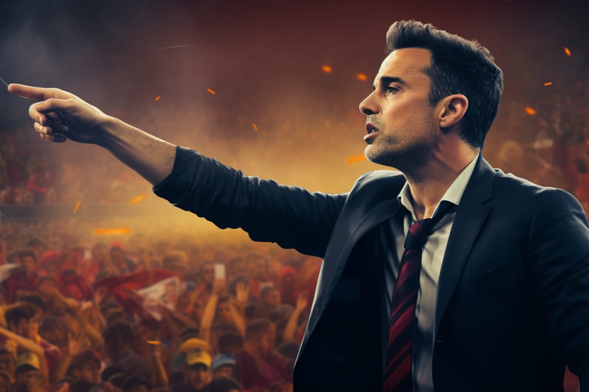 football manager give instruction to players