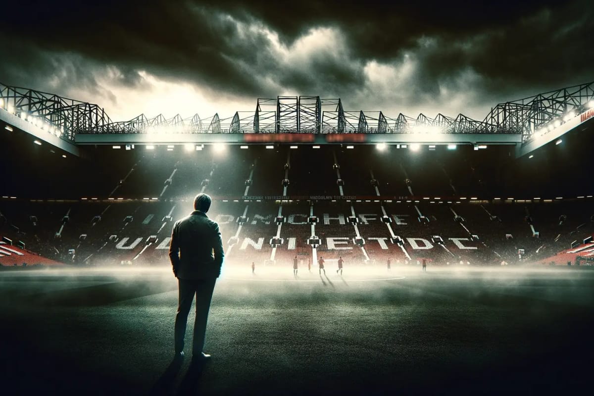 Manager looking on Football stadium at night