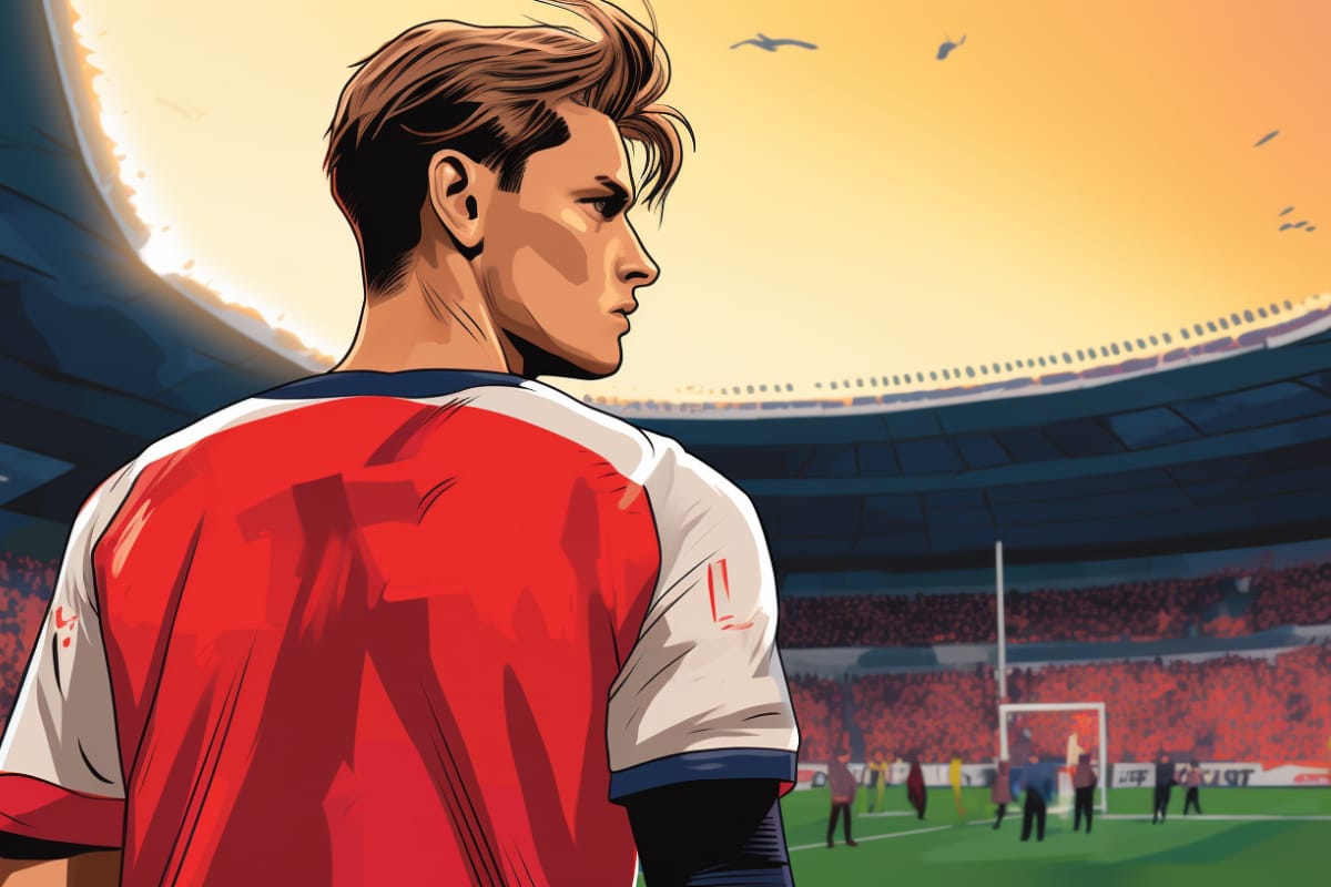 player with a red shirt from the back
