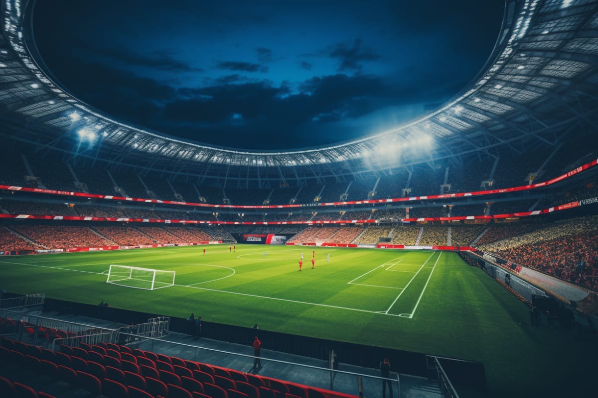 Football stadium at night