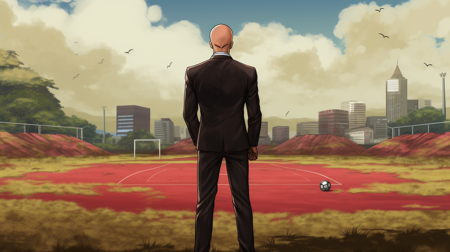 manager looking on red grass stadium2