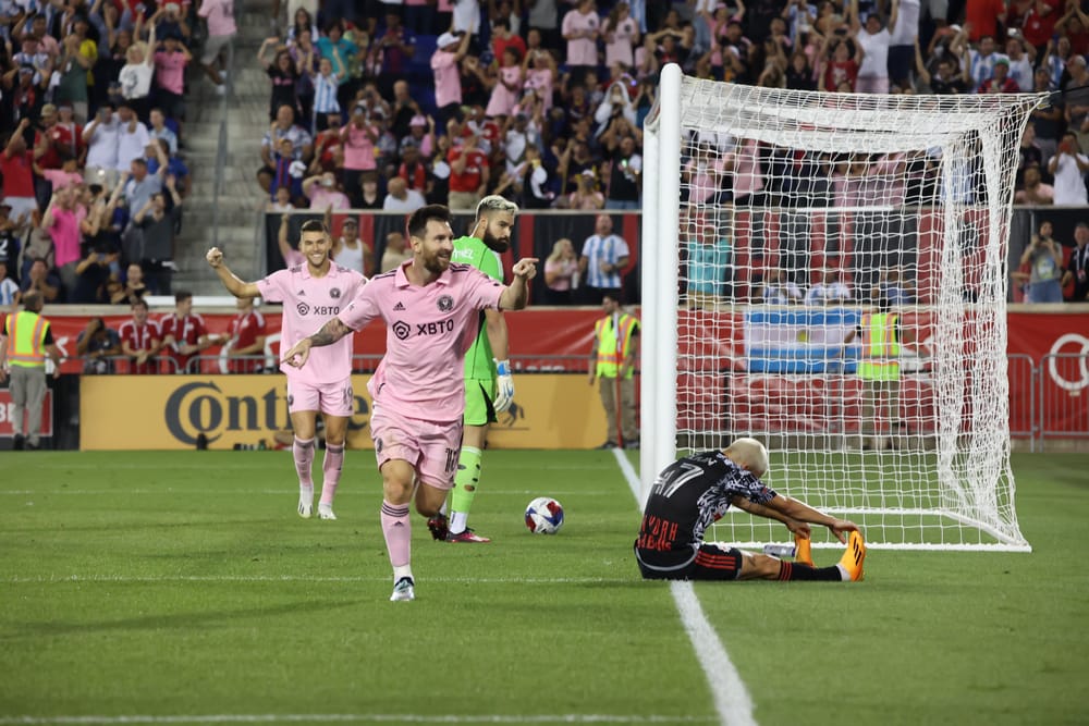 thenews2.com, Depositphotos.com Lionel Messi (Inter Miami) celebrates his goal