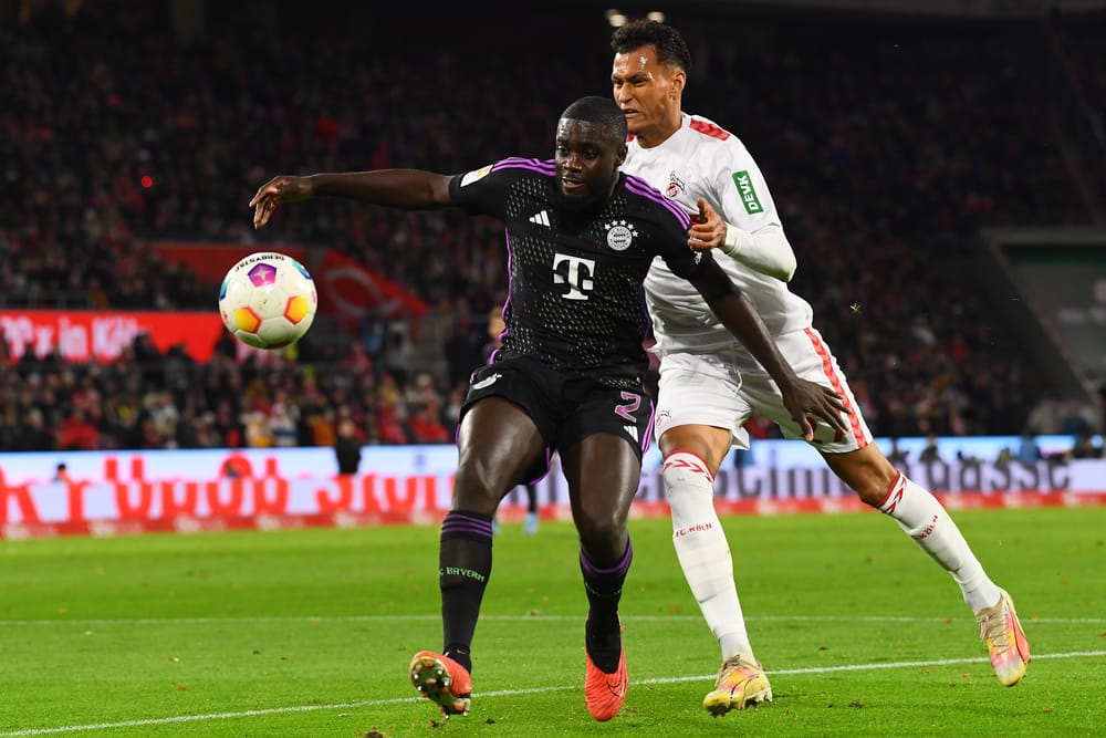 Dayot Upamecano, Davie Selke, The football match of Bundesliga 1. FC Koeln vs FC Bayern Munich. at Rhein Energie Stadion