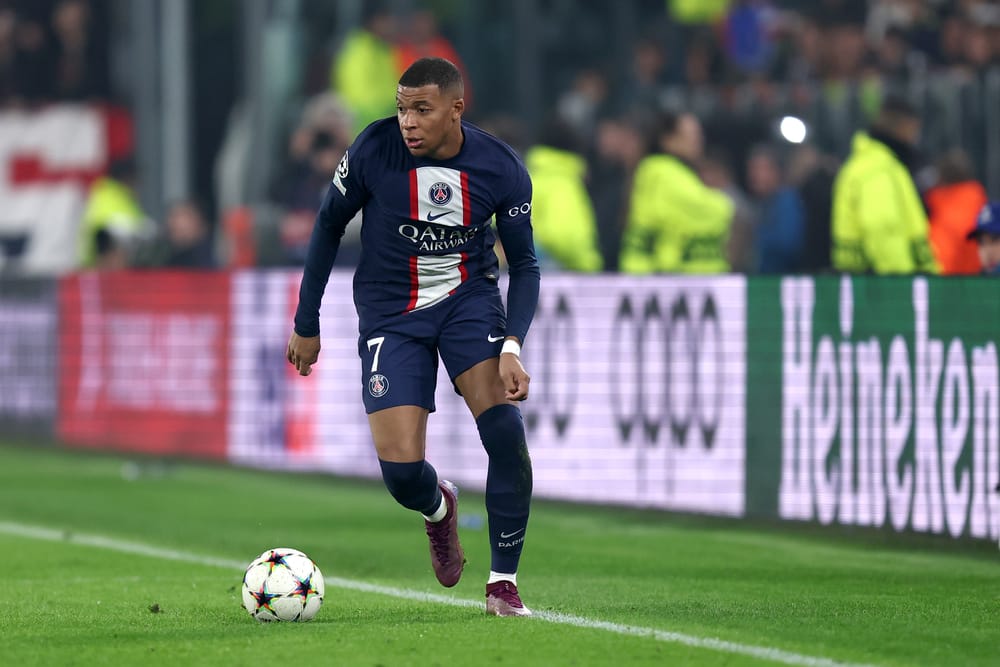 Kylian Mbappe of Paris Saint-Germain Fc during the Uefa Champions League match.