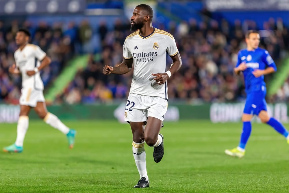 Antonio Rudiger with the ball.